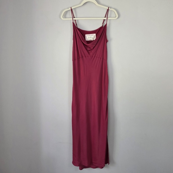 Anthropologie Elyse Satin Cowl Neck Spaguetti Strap Slip Midi Dress Size Small - Picture 4 of 13